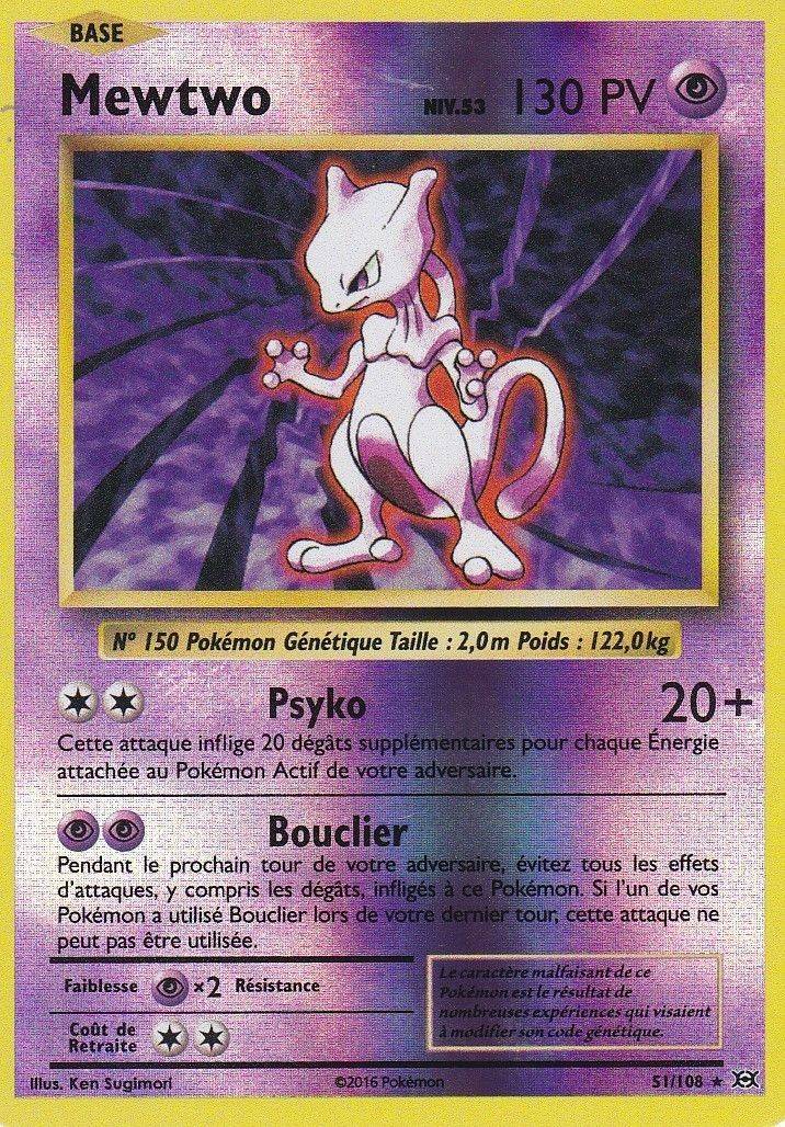 Mewtwo Reverse carte Pokémon 51 108 Pokémon XY Evolutions