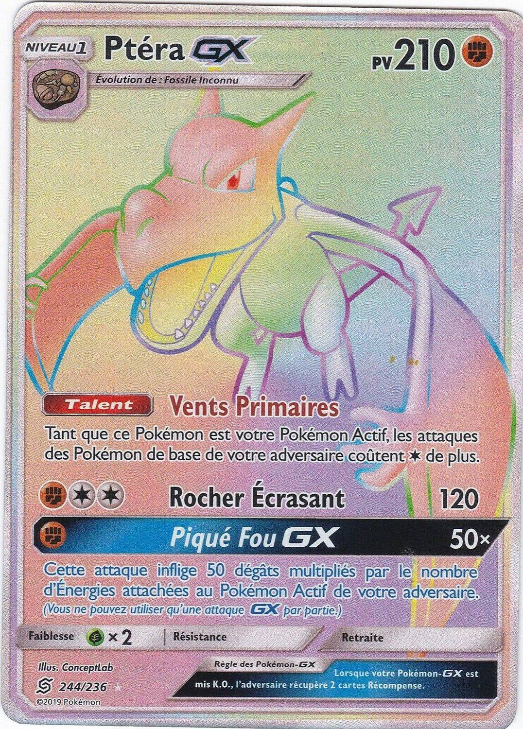 Ptéra GX carte Pokémon 244 236 Harmonie des Esprits