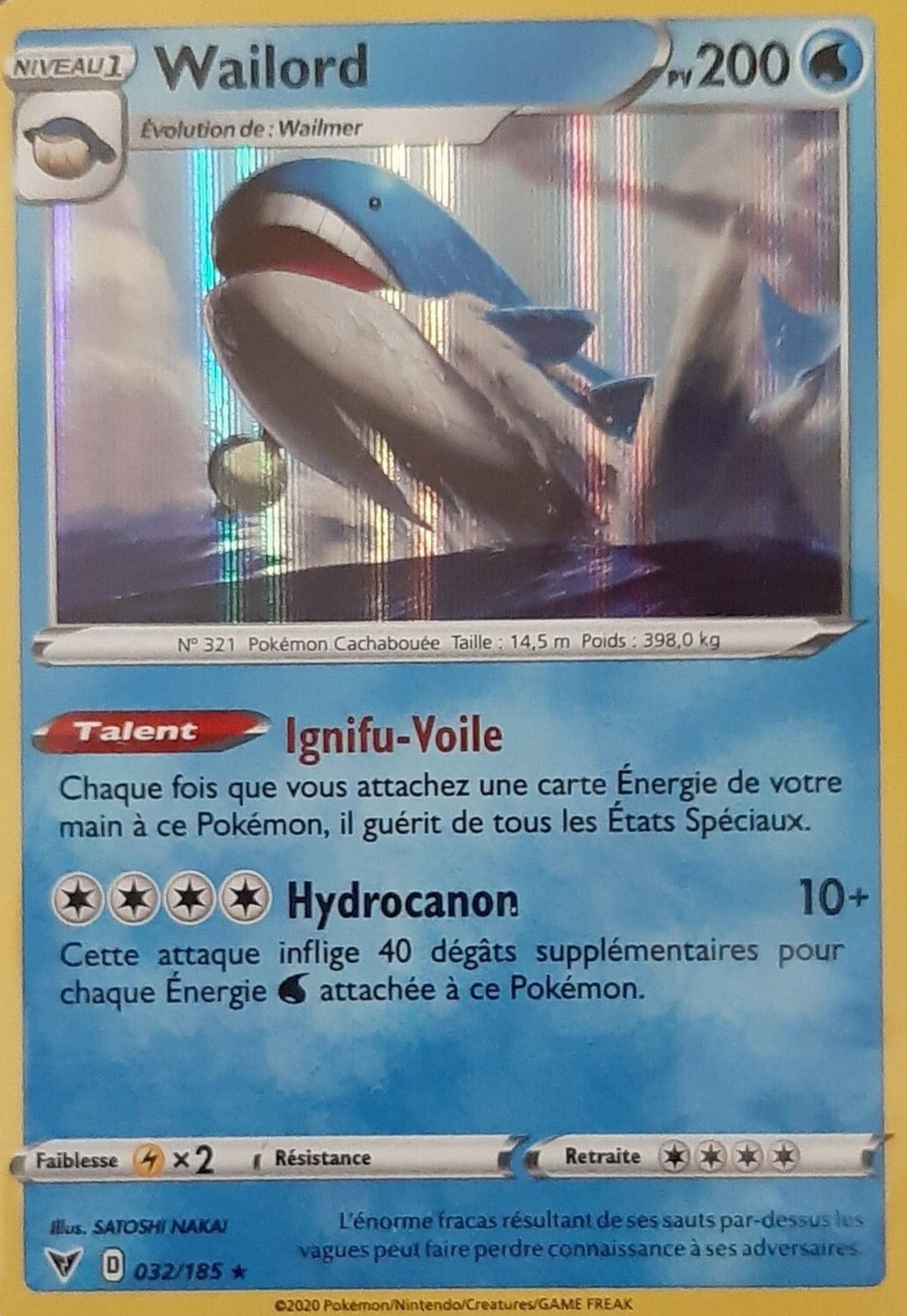 Wailord Holographique Carte Pok Mon Voltage Eclatant