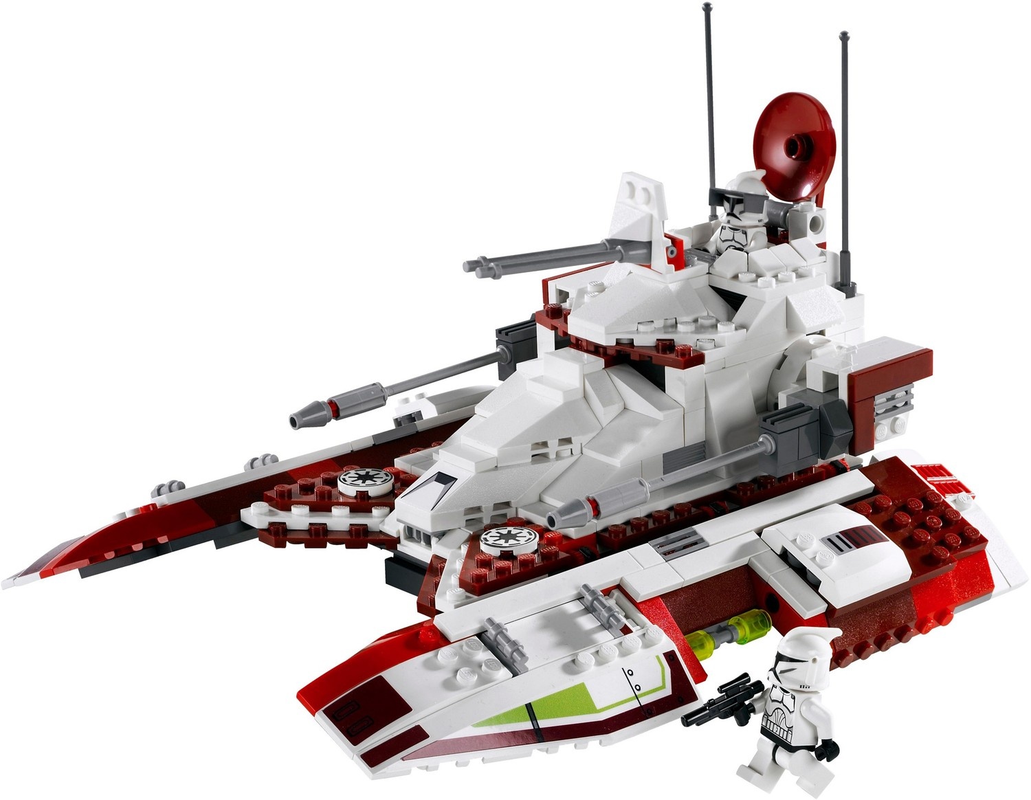red lego star wars clone fighter