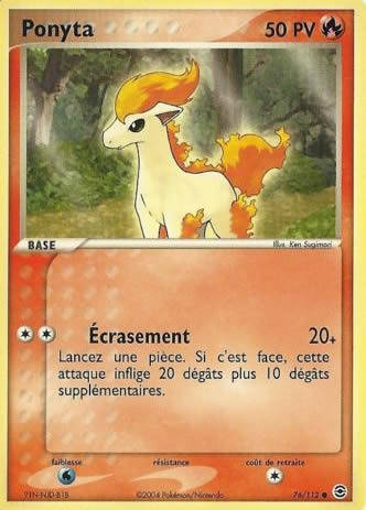 Ponyta Carte Pokémon 76112 Ex Rouge Feu Vert Feuille