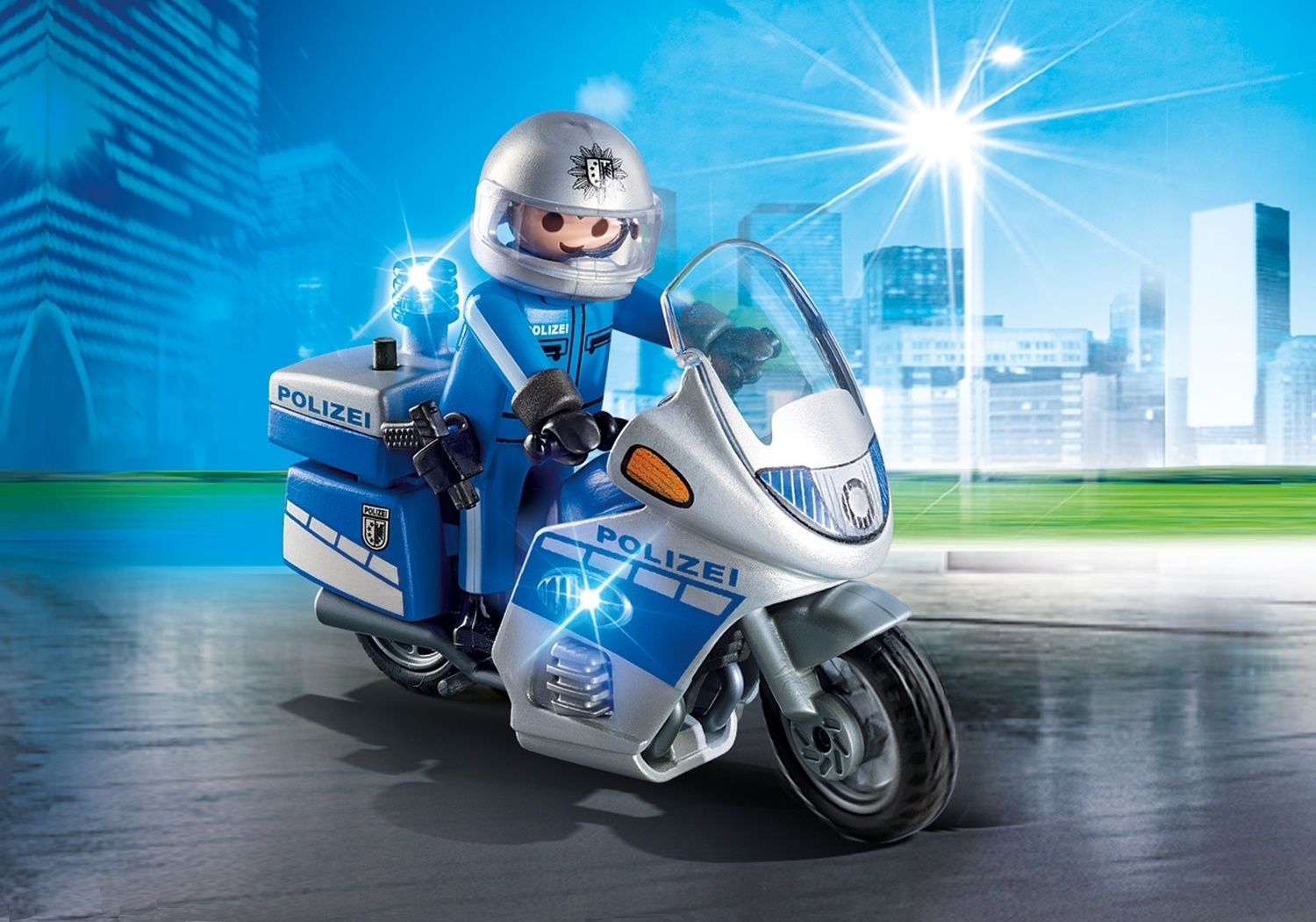 playmobil police bike with led light