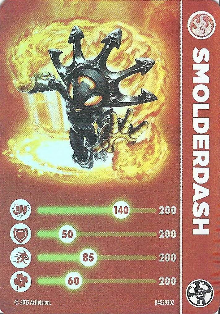 Lightcore Smolderdash Skylanders Swap Force Cards