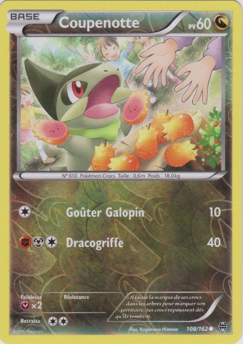 Coupenotte Reverse Carte Pokémon 108162 Pokémon Xy Impulsion Turbo