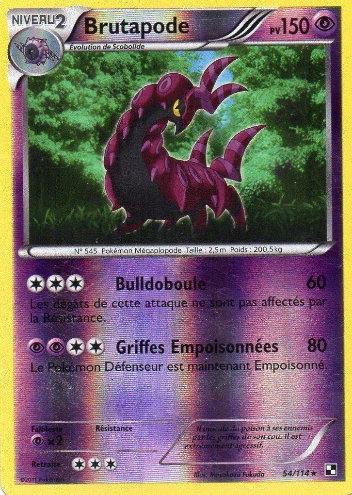 Brutapode Reverse carte Pokémon 54/114 Pokémon Série Noir et Blanc