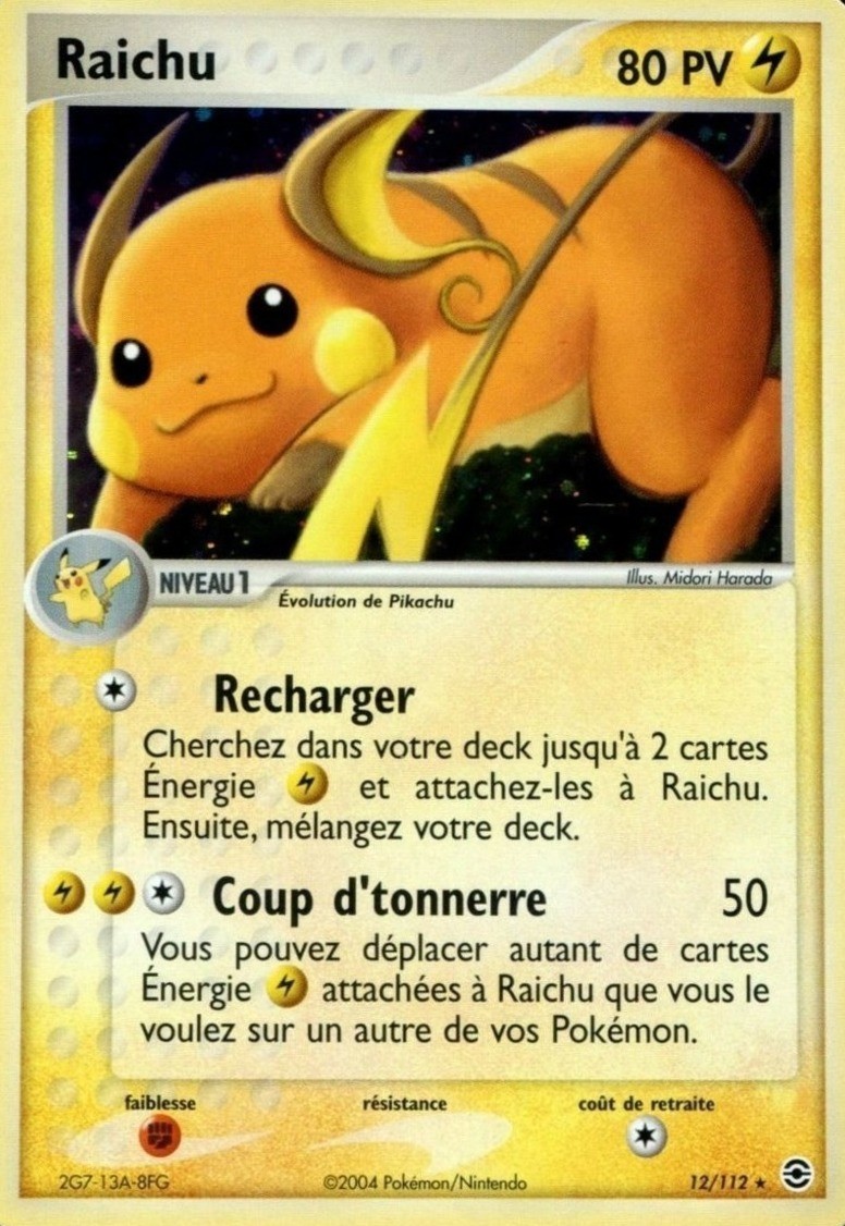 Raichu Holographique Carte Pokémon 12112 Ex Rouge Feu