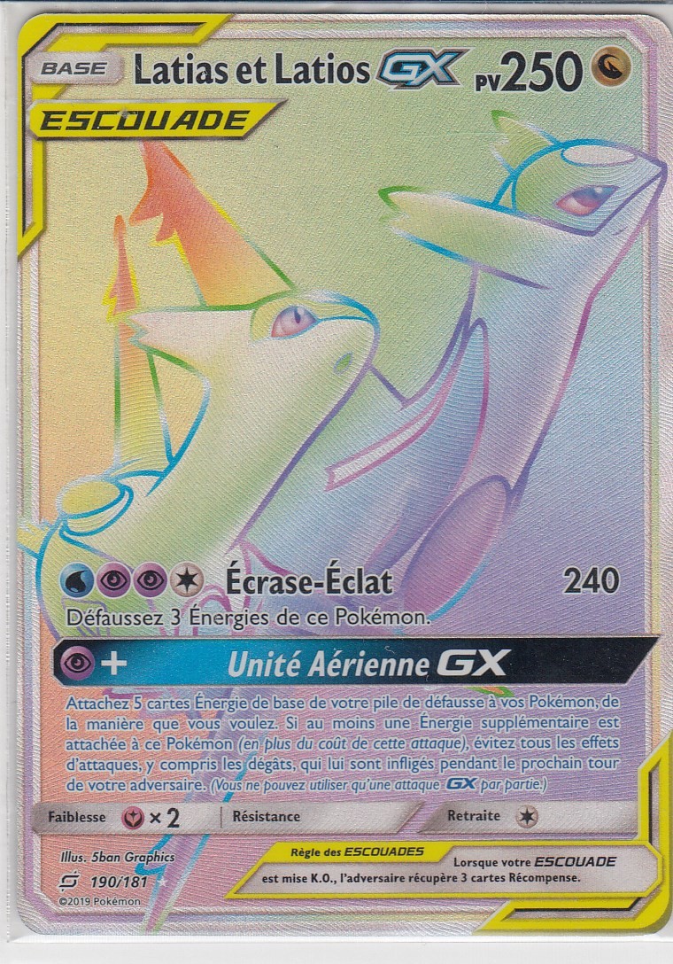 Latias et Latios GX Escouade carte Pokémon 190/181 Duo de choc