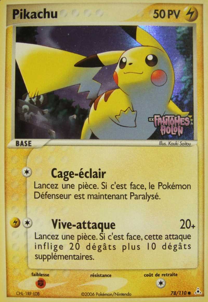 Pikachu Holographique Logo Carte Pokemon 78 110 Fantomes Holon