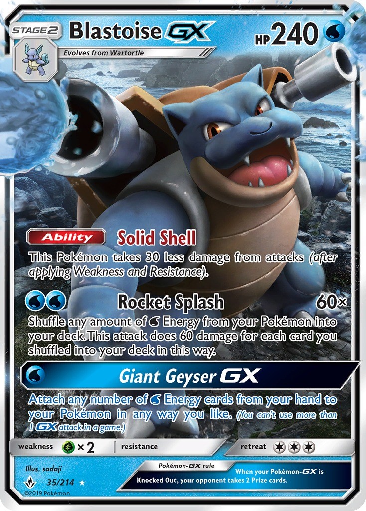 Blastoise Gx Unbroken Bonds Pokémon Card 35214