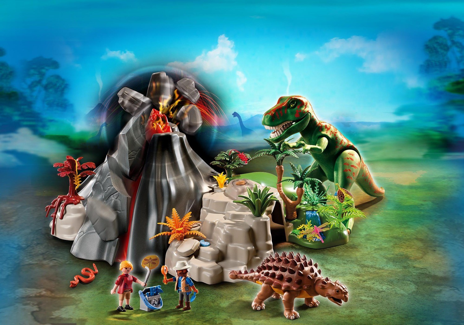 playmobil dinosaure volcan