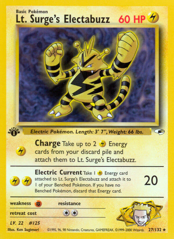 Lt Surges Electabuzz Edition 1 Gym Heroes Pokémon Card