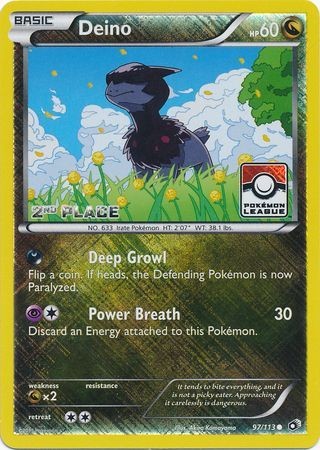 Deino Reverse 2nd Place Pokemon League Legendary Treasures Pokemon Card 97 113