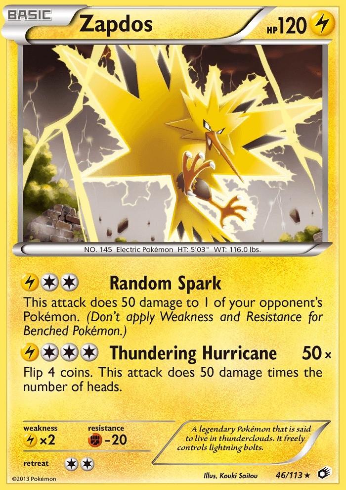 Zapdos Legendary Treasures Pokemon Card 46 113