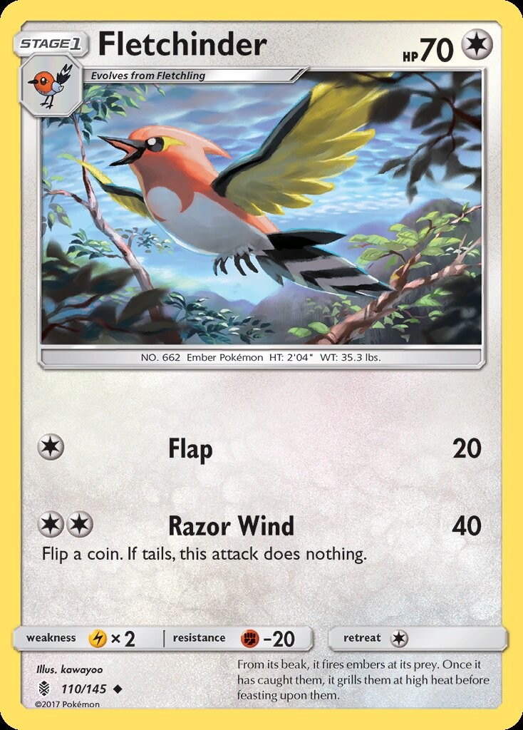 Copy Fletchinder Guardians Rising Pokémon Card 110145