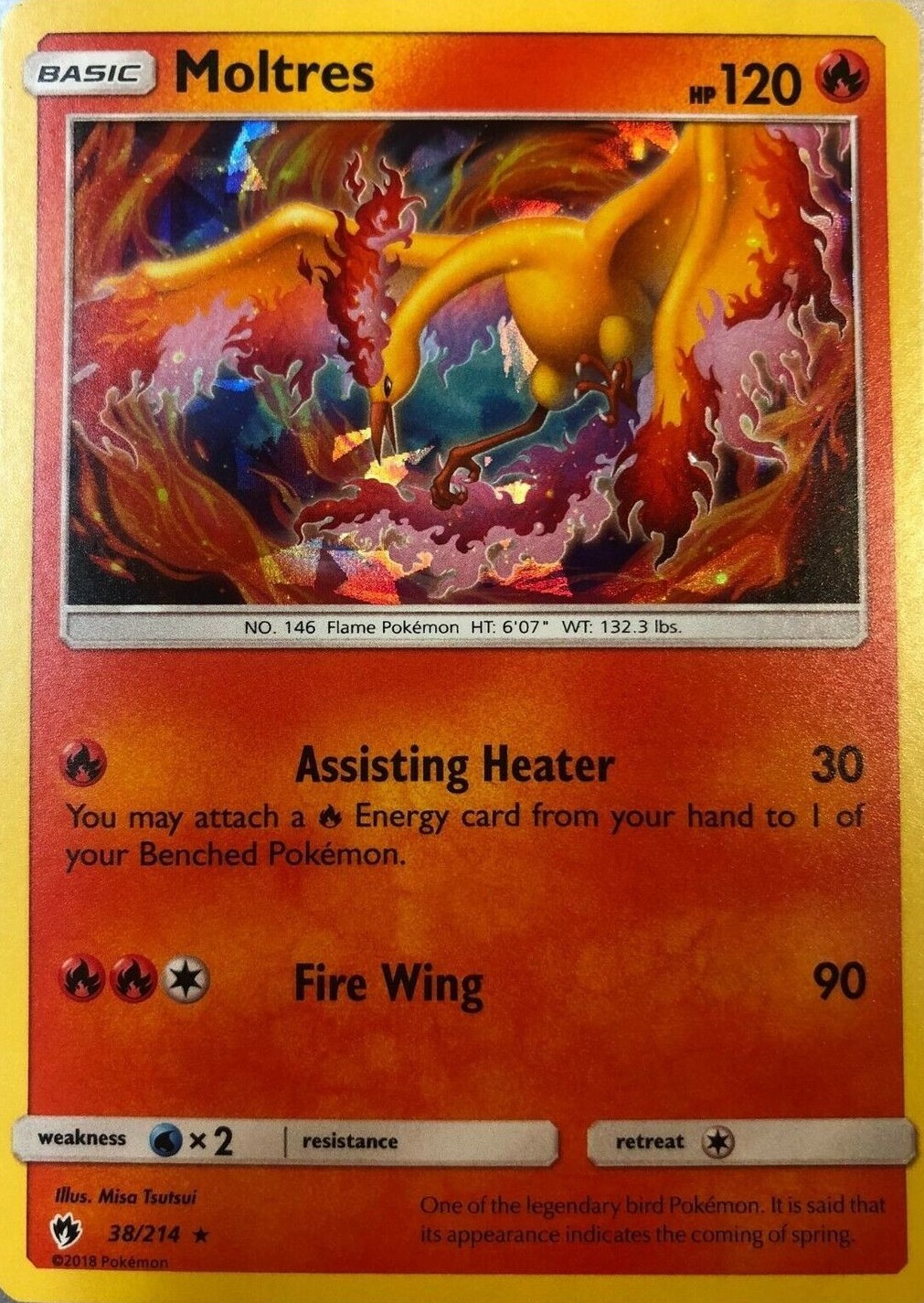 Moltres Holo Cracked Ice - Lost Thunder Pokémon card 38/214