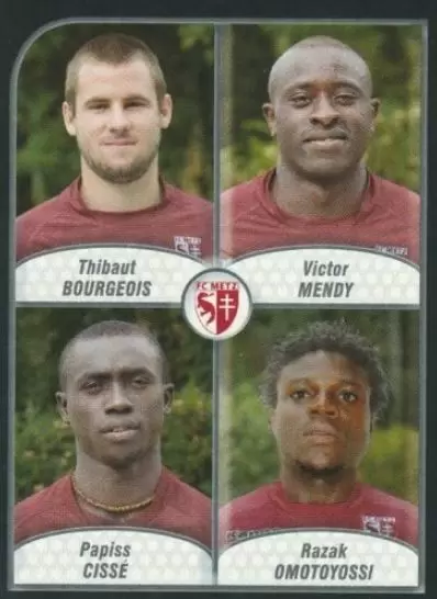 Foot 2010 - Championnat de France de L1 et L2 - Thibaut Bourgeois / Victor Mendy / Papiss Cissé / Razak Omotoyossi - FC Metz