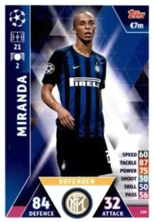 Match Attax - UEFA Champions League 2018/2019 - Miranda - FC Internazionale Milano