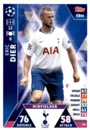 Match Attax - UEFA Champions League 2018/2019 - Eric Dier - Tottenham Hotspur