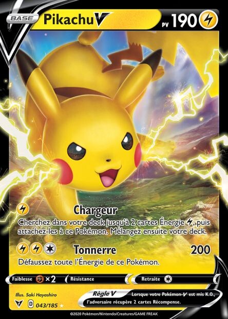 Pikachu V - carte Pokémon 43/185 Voltage Eclatant