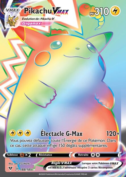 Pikachu VMAX - carte Pokémon 188/185 Voltage Eclatant