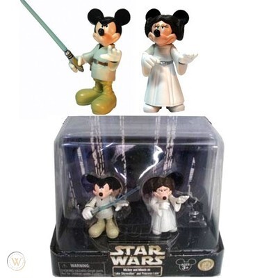 Disney Plush Mickey Luke Skywalker Minnie as Princess Leia Star hotsell Wars