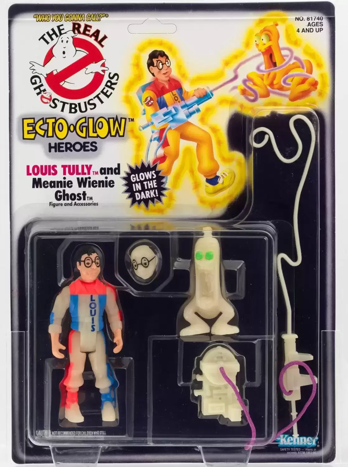 Louis Tully 4.5 Figure 1990 Kenner Real Ghostbusters Ecto Glow Heroes