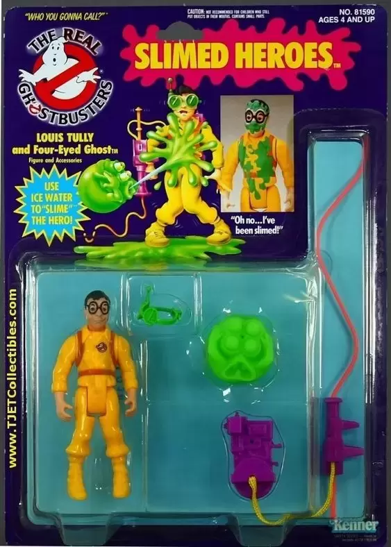 Real Ghostbusters: Slimed Heroes Louis Tully and Four-Eyed Ghost, Jan 1990  Action Figure by Kenner