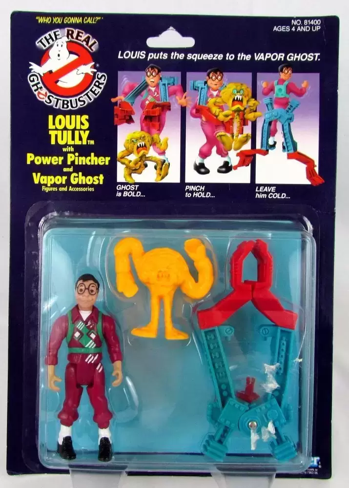 1986 Kenner The Real Ghostbusters Carded Action Figure - Slimed Heroes  Louis Tully with Four-Eyed Ghost