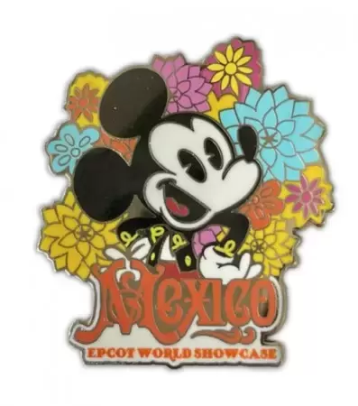 Disney Pins Open Edition - WDW EPCOT World Showcase 2021 Mexico Mickey Mouse with Flowers