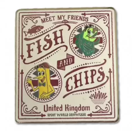 Disney Pins Open Edition - WDW EPCOT World Showcase 2021 UK Fish and Chips