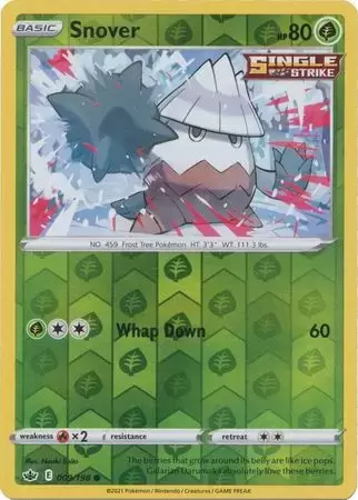 Snover Reverse Chilling Reign Pokemon Card 9 198