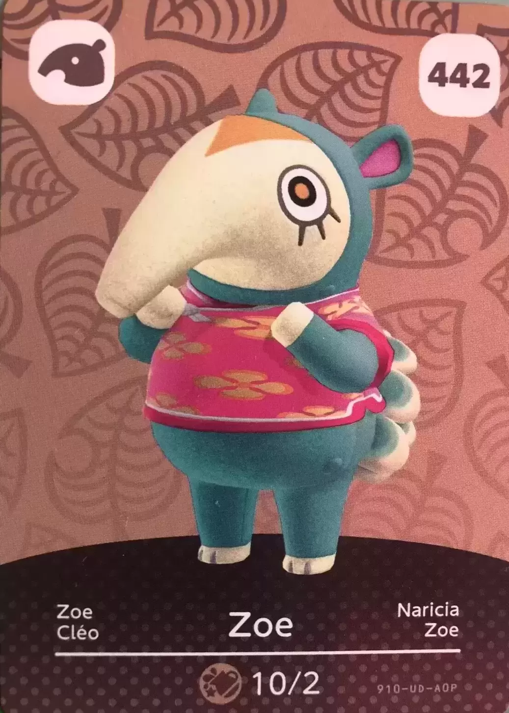 Zoe - Cartes Animal Crossing : Series 5 card 442