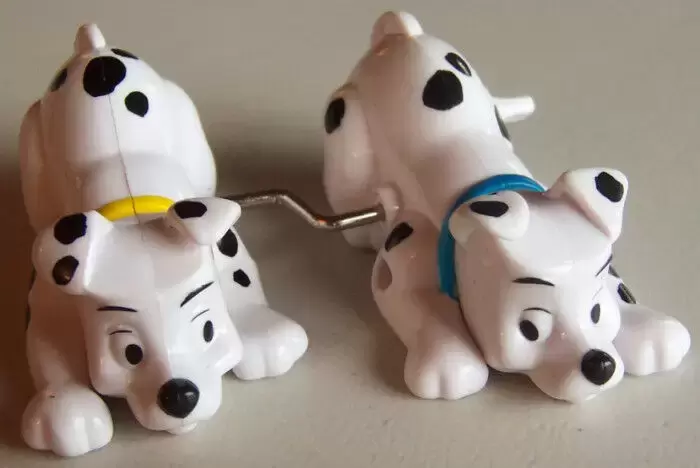 Happy Meal - 102 Dalamatians (2000) - Two Dalmatians in perching pose; one with yellow collar, one with blue collar