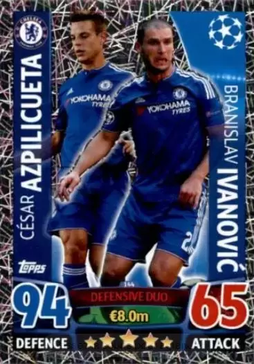 Match Attax - UEFA Champions League 2015-2016 - César Azpilicueta / Branislav Ivanović - Chelsea