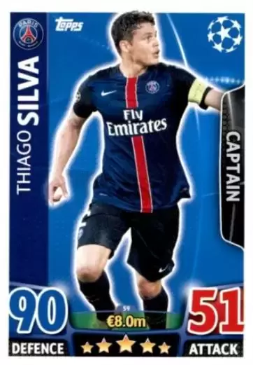 Match Attax - UEFA Champions League 2015-2016 - Thiago Silva - Paris Saint-Germain