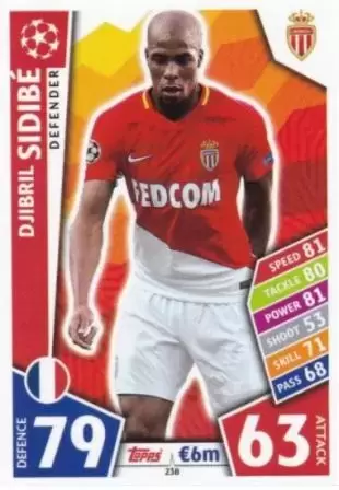 Match Attax UEFA Champions League 2017/18 - Djibril Sidibé - AS Monaco FC