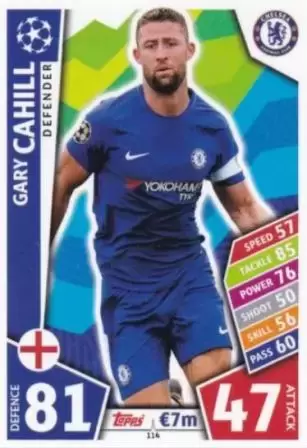 Match Attax UEFA Champions League 2017/18 - Gary Cahill - Chelsea FC