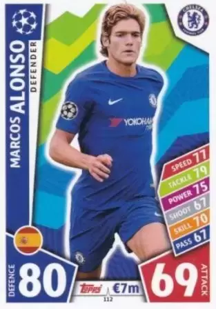 Match Attax UEFA Champions League 2017/18 - Marcos Alonso - Chelsea FC