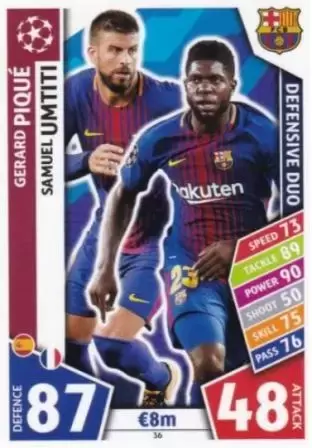 Match Attax UEFA Champions League 2017/18 - Gerard Piqué / Samuel Umtiti - FC Barcelona