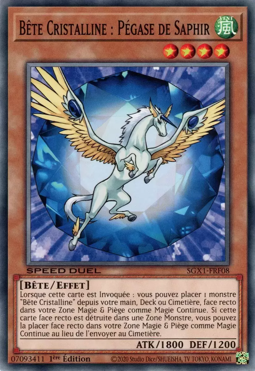 Speed Duel GX SGX1 - Bête Cristalline : Pégase de Saphir