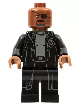 LEGO Super Heroes Minifigures - Nick Fury - Gray Sweater and Black Trench Coat, No Shirt Tail