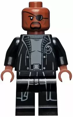 LEGO Super Heroes Minifigures - Nick Fury - Gray Sweater and Black Trench Coat, Shirt Tail