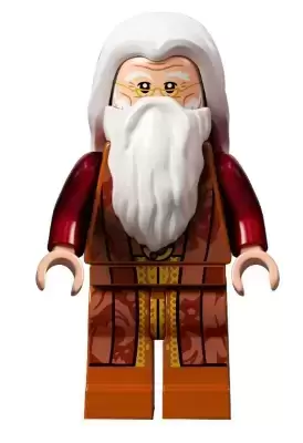 Lego Harry Potter Minifigures - Albus Dumbledore, White Hair and Beard, Dark Orange Torso and Legs