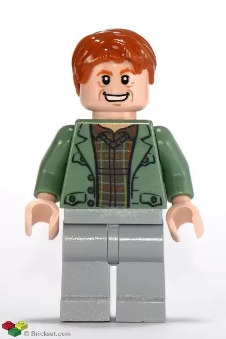 Lego Harry Potter Minifigures - Arthur Weasley, Sand Green Open Jacket, Light Bluish Gray Legs