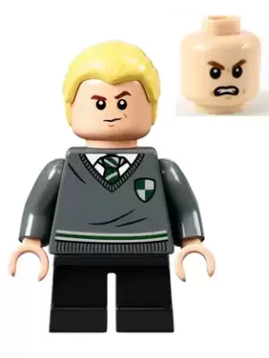 Lego Harry Potter Minifigures - Draco Malfoy, Slytherin Sweater with Crest, Black Short Legs