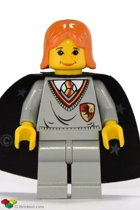 Lego Harry Potter Minifigures - Ginny Weasley, Gryffindor Shield Torso, Light Gray Legs, Black Cape with Stars