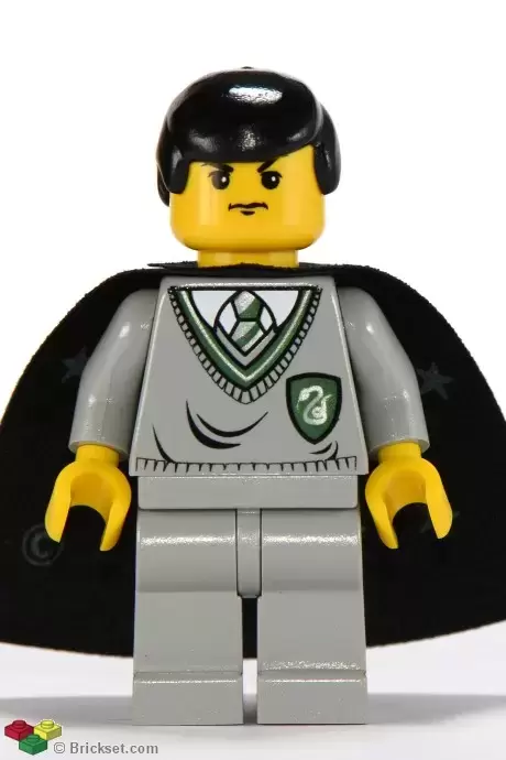 Lego Harry Potter Minifigures - Harry/Goyle, Slytherin Torso, Light Gray Legs, Black Cape with Stars