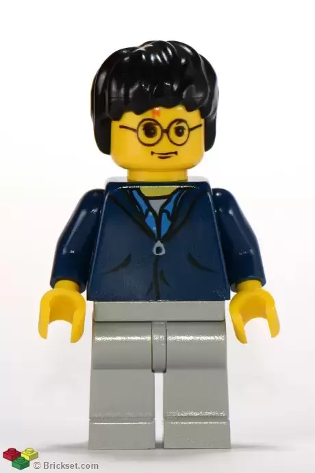 Lego Harry Potter Minifigures - Harry Potter, Dark Blue Jacket Torso, Light Gray Legs