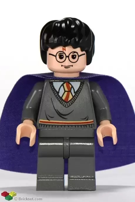 Lego Harry Potter Minifigures - Harry Potter, Gryffindor Stripe Torso, Dark Bluish Gray Legs, Violet Cape