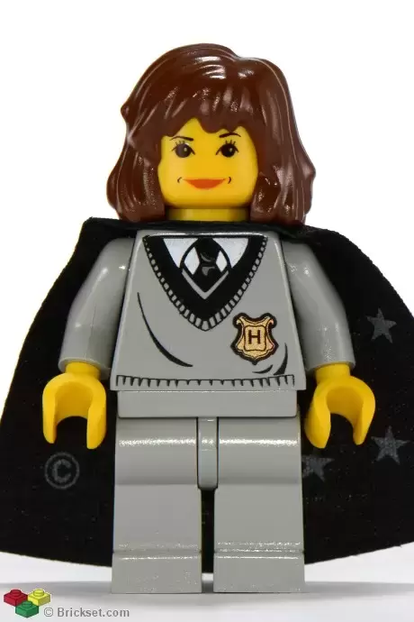 Lego Harry Potter Minifigures - Hermione Granger, Hogwarts Torso, Light Gray Legs, Black Cape with Stars